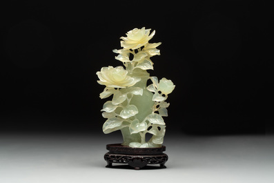Three Chinese jade vases and covers, 20th C.