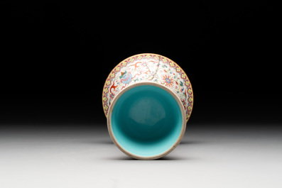 A Chinese famille rose 'bajixiang' 'gu' vase, Jiaqing mark, 19/20th C.