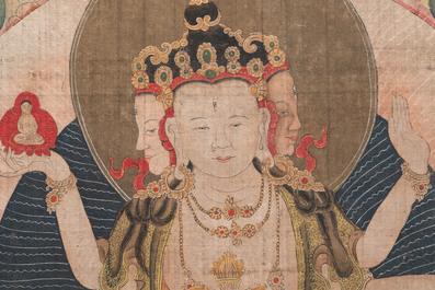 Chinese school: 'Usnisavijaya', ink and colour on silk, Qing or later