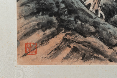 In the manner of Huang Ch&uuml;n-Pi 黃君璧 (1898-1991): 'Waterfall', ink and colour on paper, 20th C.