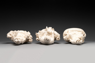 Three Chinese Dehua blanc de Chine sculptures of Guanyin, 20th C.
