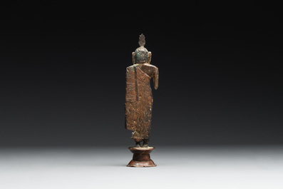 A Sinhalese copper alloy figure of Buddha Shakyamuni, Sri Lanka, late Kandyan period, 18th C.