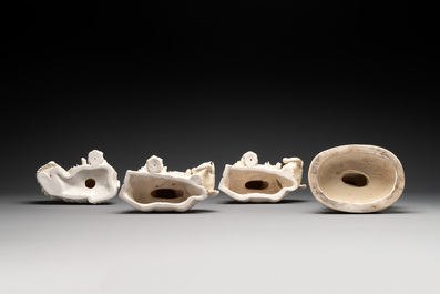 Four Chinese Dehua blanc de Chine sculptures of the seated Guanyin, 20th C.