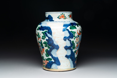 A Chinese wucai vase with court ladies and playing boys, Transitional period