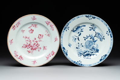 Seven Chinese blue, white, Imari-style and famille rose plates, Kangxi/Qianlong