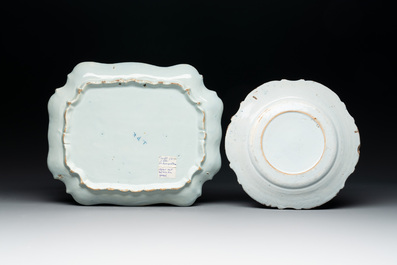 Two blue and white Dutch Delft 'biblical subject' dishes, 18th C.