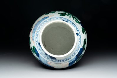 A Chinese wucai vase with court ladies and playing boys, Transitional period