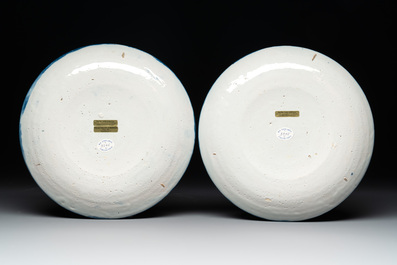 A set of six fine blue and white Dutch Delftware 'The Way of the Cross' plates, Rotterdam, ca. 1740-1750