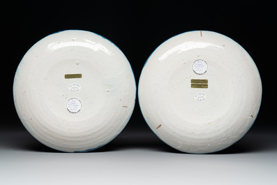 A set of six fine blue and white Dutch Delftware 'The Way of the Cross' plates, Rotterdam, ca. 1740-1750