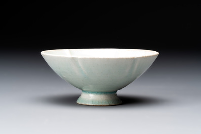 A Chinese qingbai incised lobed bowl, Song