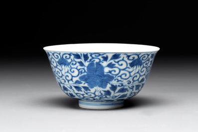 A Chinese blue and white bowl and a covered ink paste box, Guangxu and Jiangxi Ciye Gongsi mark, 19/20th C.