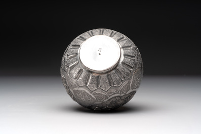 A fine silver vase with birds for the Turkish market, Egypt, dated 1936