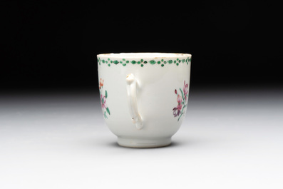 A Chinese famille rose 'Venus and Mercury' cup and saucer, Qianlong