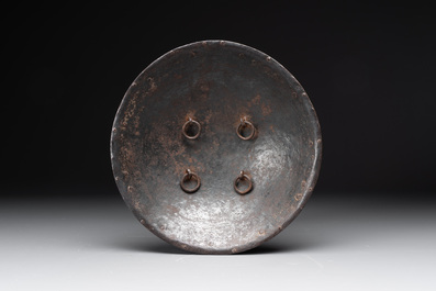 An Indo-Persian parcel-gilt and silver inlaid shield or dhal, 18/19th C.