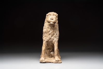 A large terracotta model of a lion with cub, Portugal or Spain, 16/17th C.