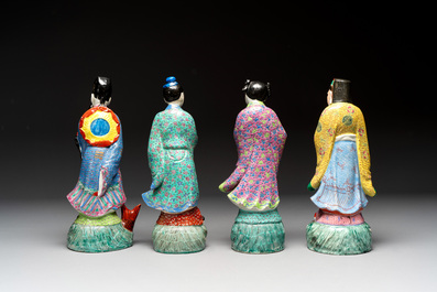 Four Chinese famille rose figures, Ge Yi Tai 戈益泰 mark, 19/20th C.