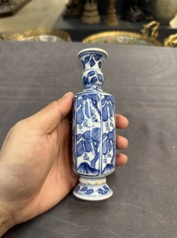 A Chinese blue and white goblet, a silver-mounted salt and a vase, Kangxi