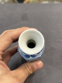A Chinese blue and white goblet, a silver-mounted salt and a vase, Kangxi