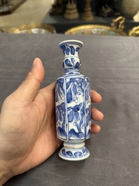 A Chinese blue and white goblet, a silver-mounted salt and a vase, Kangxi