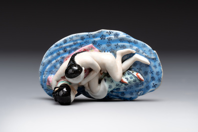 A fine Chinese famille rose 'erotic' group, 19/20th C.