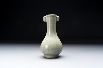 A Chinese Longquan celadon 'touhu' vase, Song/Yuan
