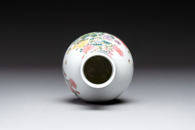 A Chinese gilt- and iron-red-decorated white-glazed Milefo Buddha, a famille rose vase and a brush pot, Qianlong and Xue Changseng 薛長森 mark, 20th C.
