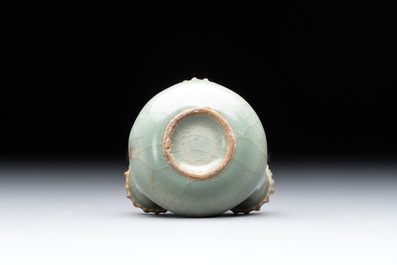 A rare Chinese Longquan celadon quadruple-neck incense holder, Southern Song