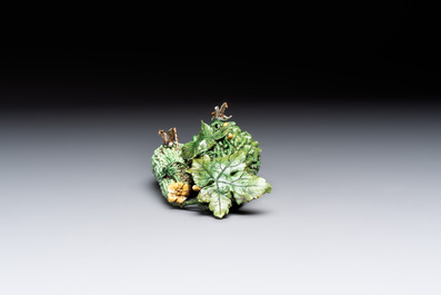 Two Chinese polychrome groups of cucumbers and bitter melons with insects, 19/20th C.
