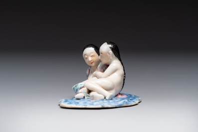 A fine Chinese famille rose 'erotic' group, 19/20th C.