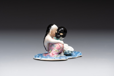 A fine Chinese famille rose 'erotic' group, 19/20th C.