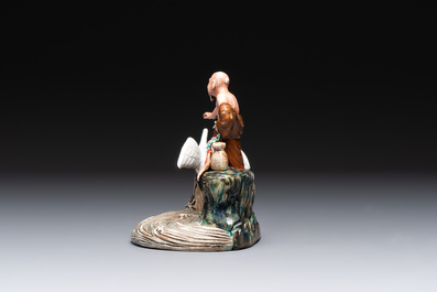 Two Chinese polychrome-glazed groups, Zeng Longsheng 曾龍升 marks, 20th C.