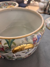 A pair of Chinese Canton famille rose armorial tureens, inner bowls and covers with the arms of Clerke, 19th C.