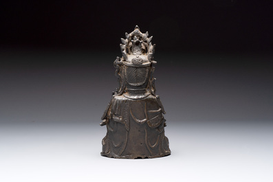 A Chinese bronze seated Guanyin, Ming