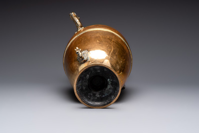 A large brass ewer with dragon-form spout, Italy, ca. 1600
