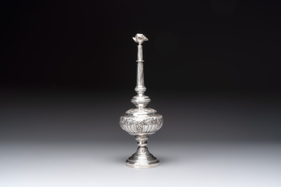 A French silver rose-form rose water sprinkler for the Ottoman market, 18/19th C.