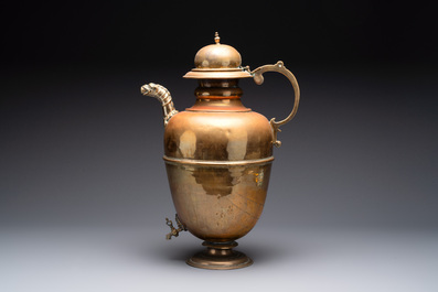 A large brass ewer with dragon-form spout, Italy, ca. 1600