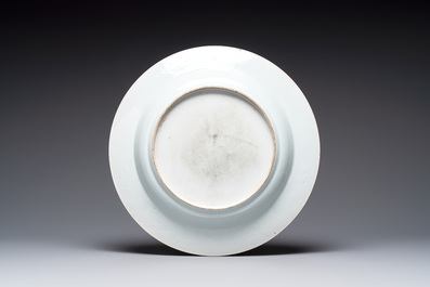 A large Chinese famille verte armorial 'Provinces' dish with the arms of Henegouw, Kangxi