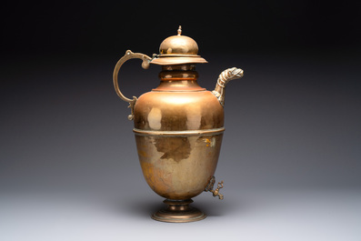 A large brass ewer with dragon-form spout, Italy, ca. 1600