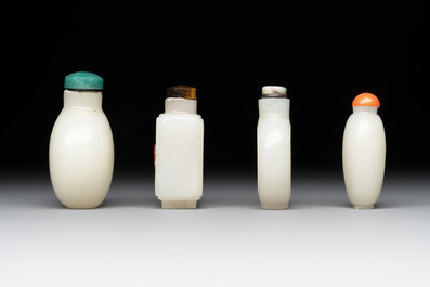 Seven Chinese white and celadon jade snuff bottles, 19th C.