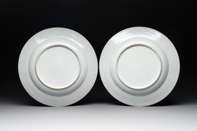 A pair of Chinese famille rose 'antiquities' dishes, Yongzheng