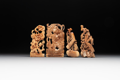 Four Chinese ivory carvings, 18th C.