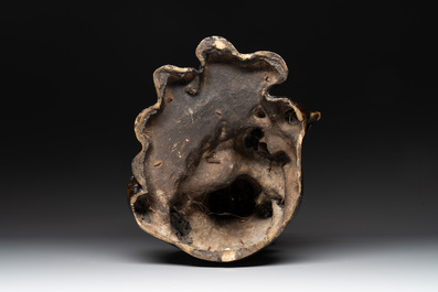 A rare Chinese bronze group depicting two immortals and various animals in a mountainous landscape, Ming