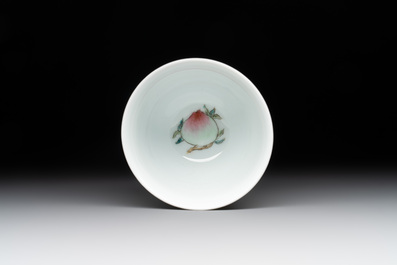 A Chinese famille rose 'boys and peaches' cup, Qianlong mark, Republic