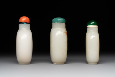 Seven Chinese white and celadon jade snuff bottles, 19th C.