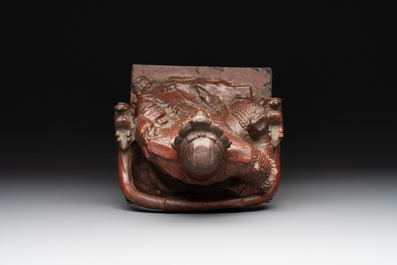 A diverse group of six Chinese lacquered wood and wooden sculptures, 19/20th C.