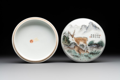 Two Chinese Dehua blanc de Chine Buddha and Wenchang figures, a seal paste covered box, a vase and an iron-red-glazed boy, Qianlong mark, 19/20th C.