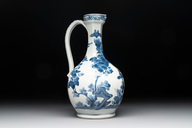 A Japanese Arita blue and white jar, a dish and a ewer, Edo, 17/18th C.