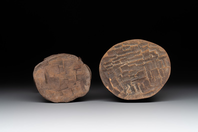 A diverse group of six Chinese lacquered wood and wooden sculptures, 19/20th C.