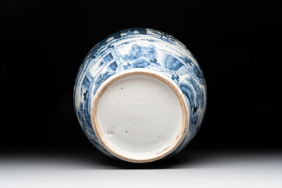 A Japanese Arita blue and white jar, a dish and a ewer, Edo, 17/18th C.