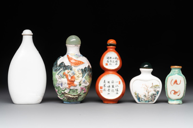 A collection of ten Chinese snuff bottles, various marks, 19/20th C.